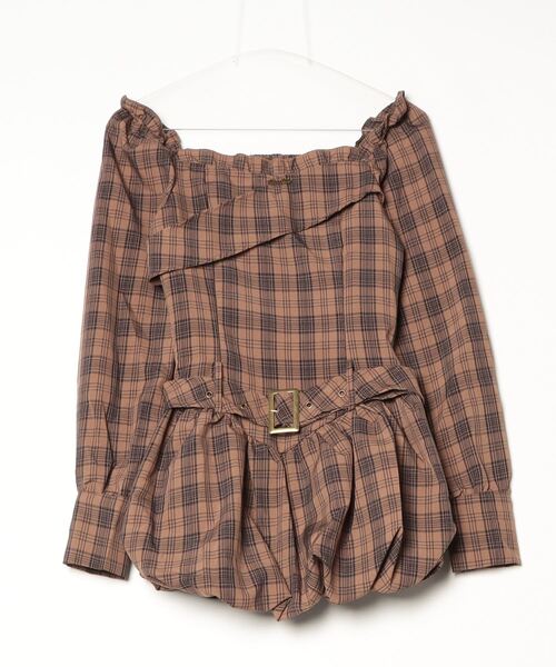 gossip!ロサンゼルス ワンピース Y2K チェック柄オフショルダーミニ