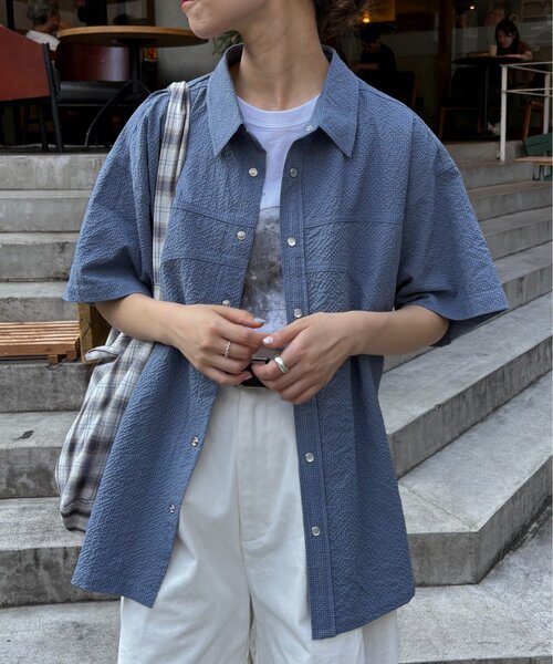 「CIAOPANIC TYPY」 半袖シャツ LARGE チャコールグレー レディース_画像2