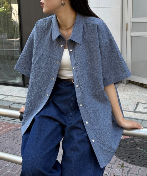 「CIAOPANIC TYPY」 半袖シャツ LARGE チャコールグレー レディース_画像6