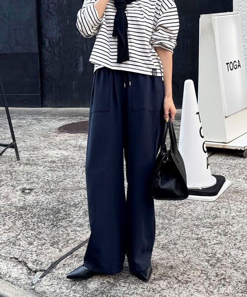 「fredy emue」 イージーパンツ 38 カーキ レディース_画像2