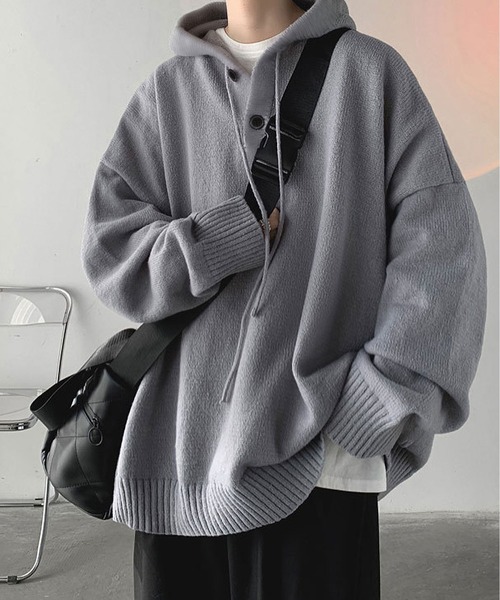 BLANC FICELLE tシャツ オーバーサイズ ニットパーカー メンズ