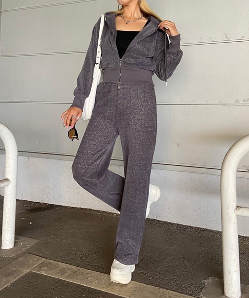 non-hedge（ノンヘッジ） セットアップ ラメジップパーカーパンツ