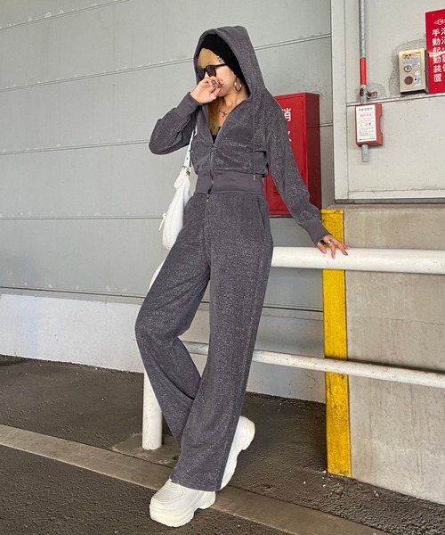 non-hedge（ノンヘッジ） セットアップ ラメジップパーカーパンツ