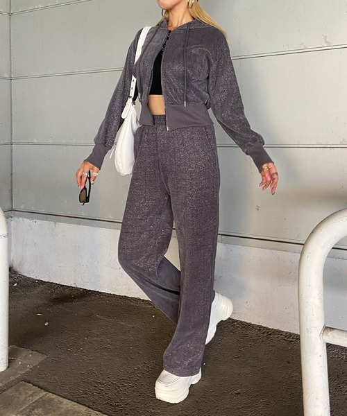 non-hedge（ノンヘッジ） セットアップ ラメジップパーカーパンツ