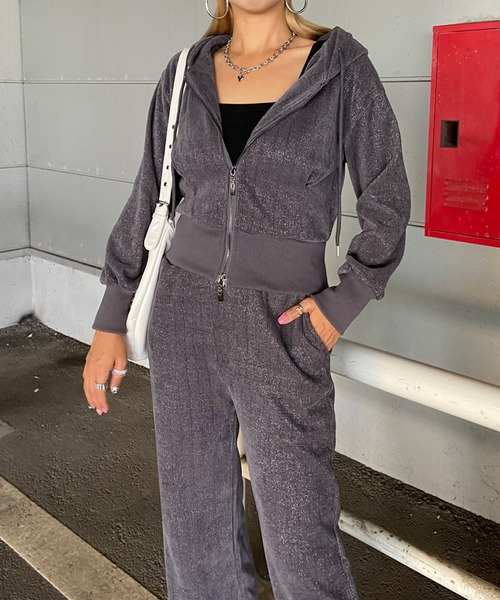 セットアップ ♡ non-hedge（ノンヘッジ） セットアップ ラメジップパーカーパンツ