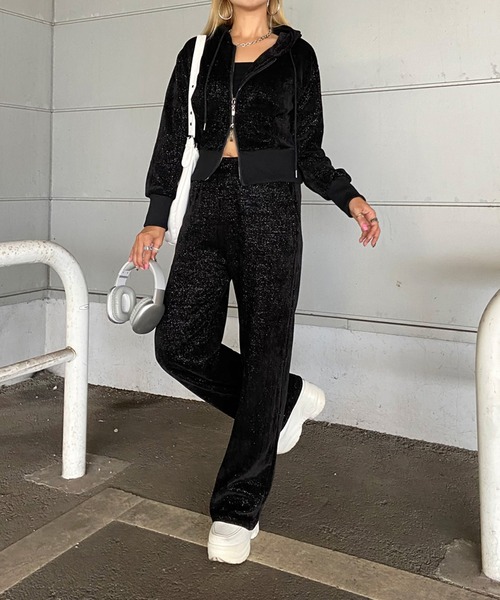 non-hedge（ノンヘッジ） セットアップ ラメジップパーカーパンツ