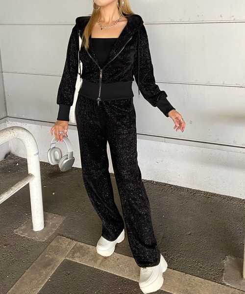 non-hedge（ノンヘッジ） セットアップ ラメジップパーカーパンツ