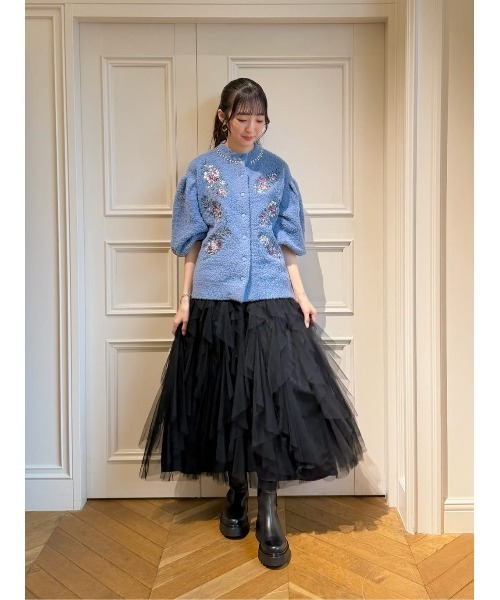 noiro美品　ルルウィルビー　フラワー　レース カーディガン 長袖 noiro様専用美品 ルルウィルビー フラワー レース カーディガン 長袖