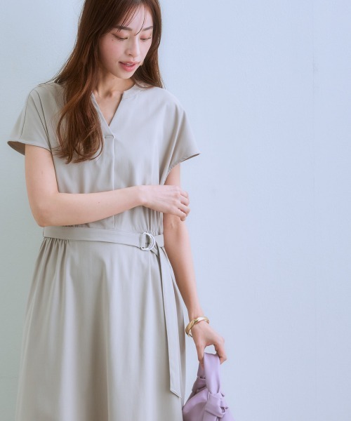 「7days Life Styling」 半袖ワンピース L ベージュ レディース_画像6