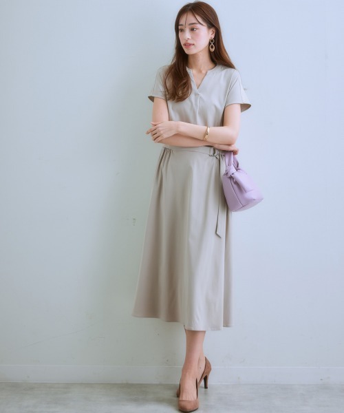 「7days Life Styling」 半袖ワンピース L ベージュ レディース_画像7