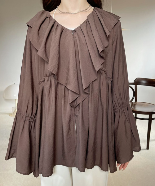 「Eclat one」 長袖ネルシャツ FREE アイボリー レディース_画像4