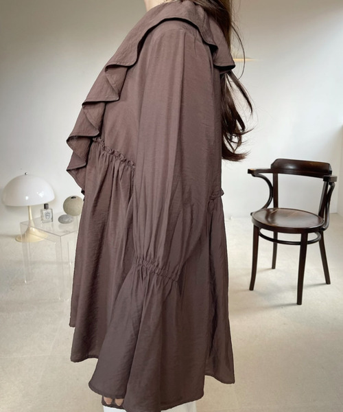 「Eclat one」 長袖ネルシャツ FREE アイボリー レディース_画像5