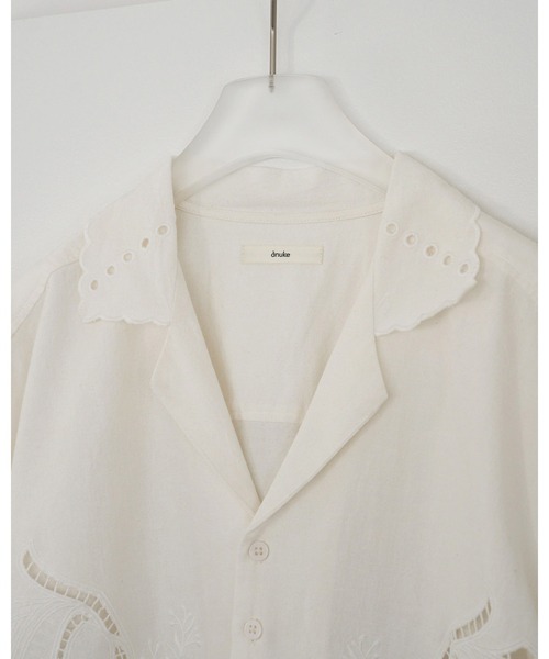 シャツ+ブラウス(長袖+七分) anuke Cutwork Opencollar Shirts anuke（アンヌーク） ブラウス シャツ Cutwork Opencollar Shirts