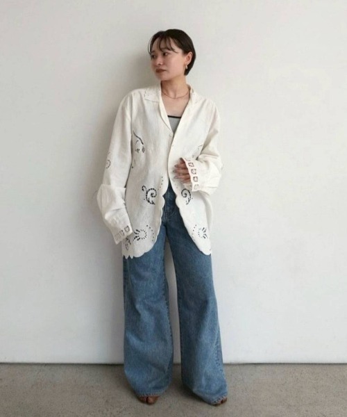 anuke（アンヌーク） ブラウス シャツ Cutwork Opencollar Shirts