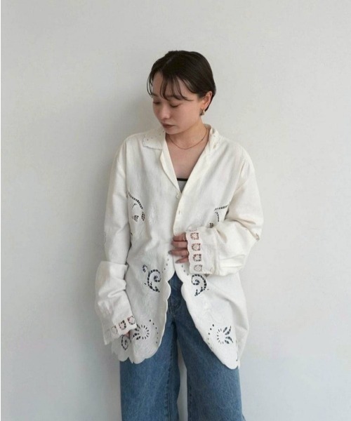 anuke（アンヌーク） ブラウス シャツ Cutwork Opencollar Shirts