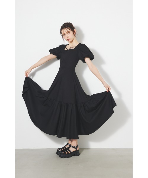 「rienda」 半袖ワンピース MEDIUM ブラック系その他 レディース_画像4