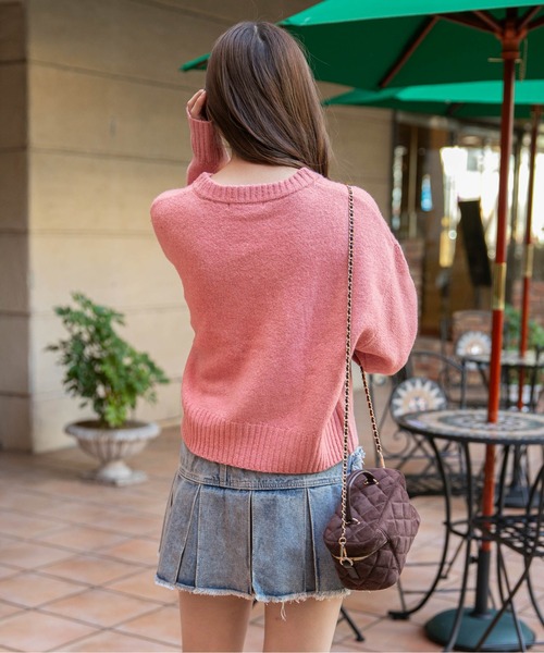 ニット セーター 「ショート丈×くま刺繍」レディース トップス ニット