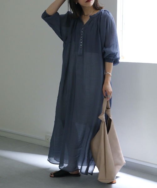 「ap retro」 半袖ワンピース FREE グリーン系その他 レディース_画像3