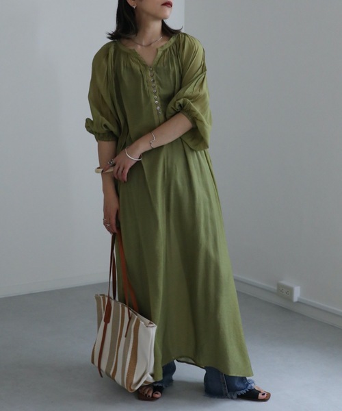 「ap retro」 半袖ワンピース FREE グリーン系その他 レディース_画像5