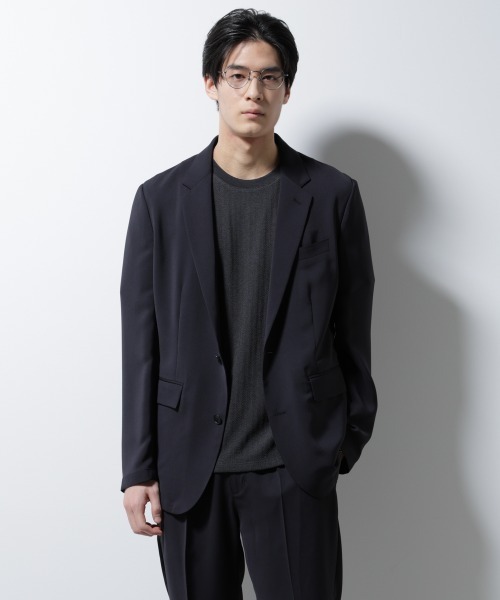 ナノユニバース F ノーカラー パンツスーツ セットアップ ネイビー M ナノユニバース ノーカラージャケット パンツ セットアップ