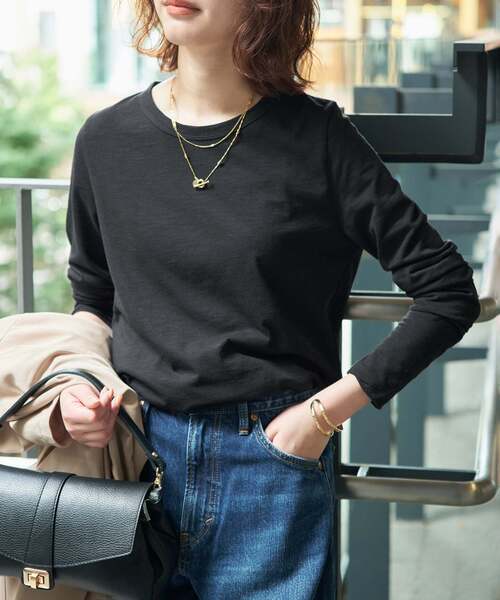 SLOBE IENA（スローブイエナ） tシャツ シアー天竺クルーネックロンTEE