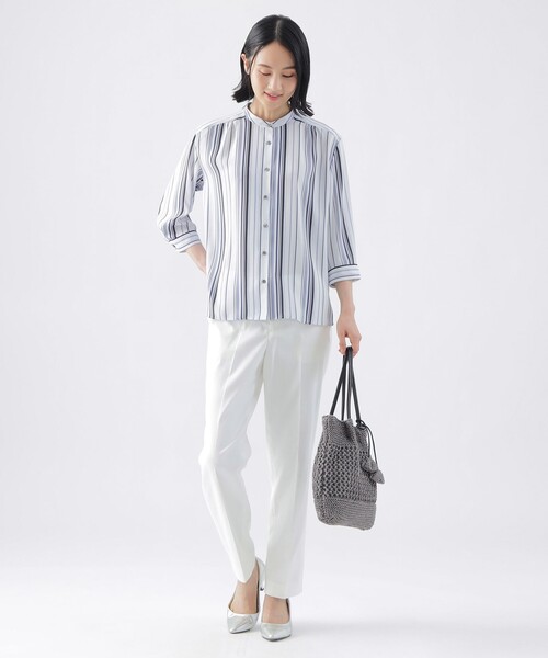 「TRANS WORK」 7分袖ブラウス 38 グリーン レディース_画像3