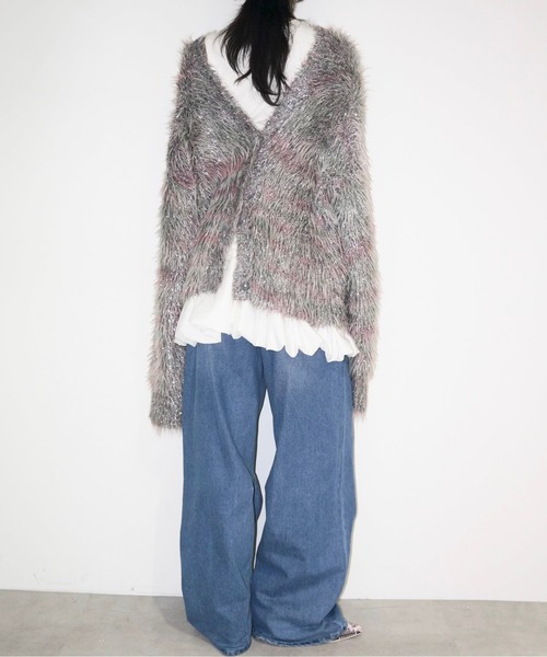 「musubore」 ニットカーディガン FREE ゴールド レディース_画像9