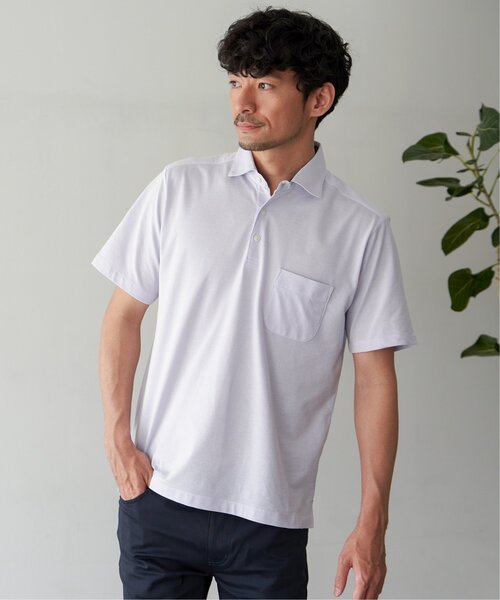 「IKKA LOUNGE」 半袖ポロシャツ L ネイビー メンズ_画像2