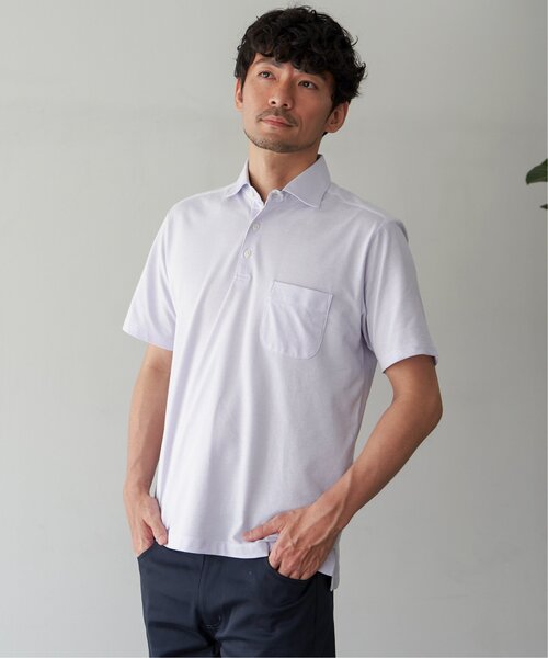 「IKKA LOUNGE」 半袖ポロシャツ L ネイビー メンズ_画像3