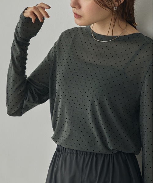 hunch（ハンチ） tシャツ パワーネット フロッキードット シアー