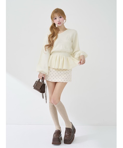 Darich ペプラム vネック ニットトップス ブラック ぺプラムVネックニットトップス – Darich