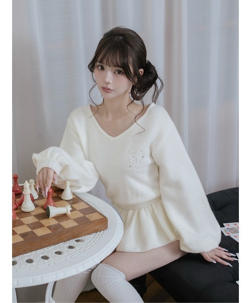 Darich（ダーリッチ） ニット セーター ぺプラムVネックニットトップス