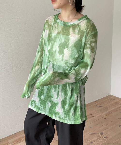 「wee9s」 長袖カットソー FREE グリーン レディース_画像3