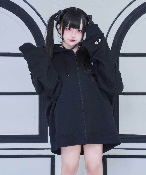 ✎パーカー レディース メンズ 兼用 オーバーサイズ 黒 韓国 限定生産品 nyanMe パーカー うちらのぱーかー レディース メンズ : ZOZOTOWN