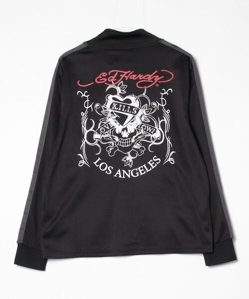 「Ed Hardy」 ジャージブルゾン L ブラック メンズ_画像2