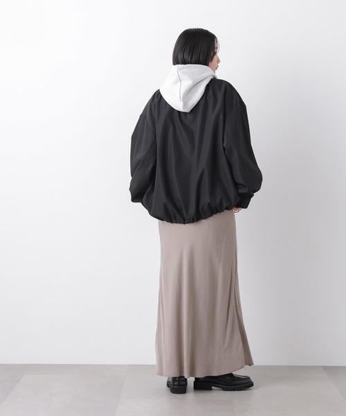 ブルゾン アウター 撥水加工 ドロストヘムリブブルゾン レディースの画像