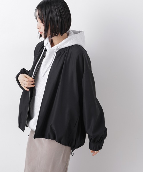 ブルゾン アウター 撥水加工 ドロストヘムリブブルゾン レディースの画像