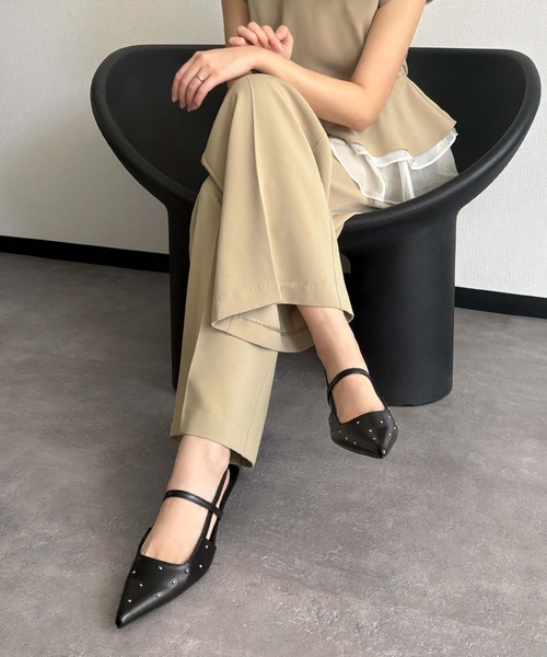 GIRL DRESS FOR NOW パンプス ミュール スタッズスリングバック