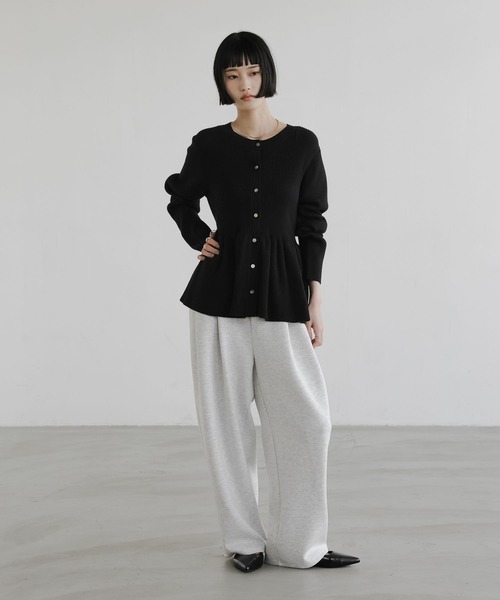 LOWRYS FARM ペプラムニットカーディガン　ブラック　黒 LOWRYS FARM｜ペプラムニットカーディガン | Rakuten Fashion(楽天