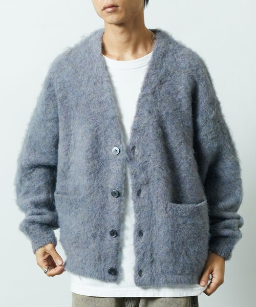「FREAK'S STORE」 ニットカーディガン MEDIUM チャコールグレー メンズ_画像2