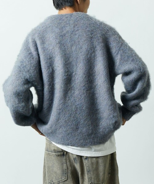 「FREAK'S STORE」 ニットカーディガン MEDIUM チャコールグレー メンズ_画像4