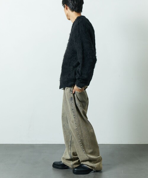 「FREAK'S STORE」 ニットカーディガン MEDIUM チャコールグレー メンズ_画像7