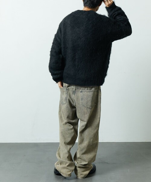 「FREAK'S STORE」 ニットカーディガン MEDIUM チャコールグレー メンズ_画像8