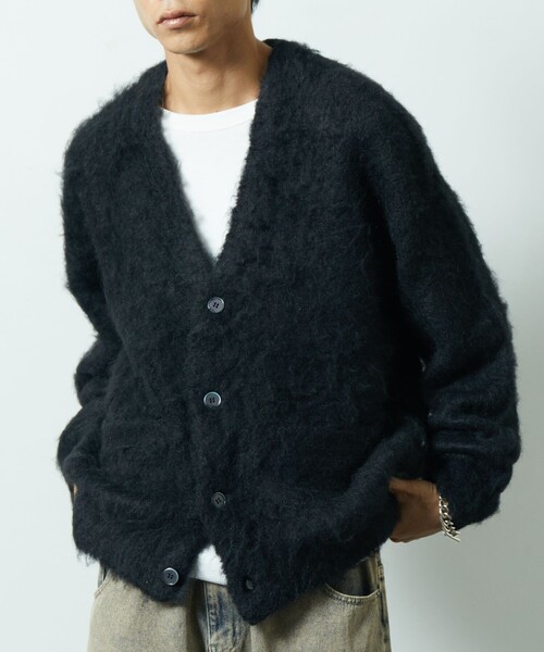 「FREAK'S STORE」 ニットカーディガン MEDIUM チャコールグレー メンズ_画像9