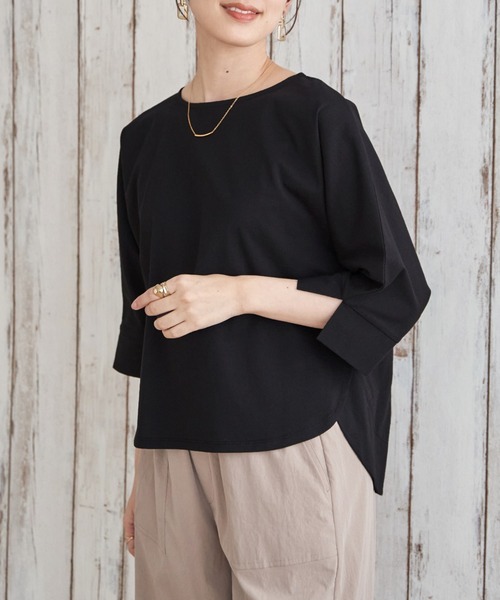 ikka（イッカ） tシャツ 冷感梨地バックスリットプルオーバー