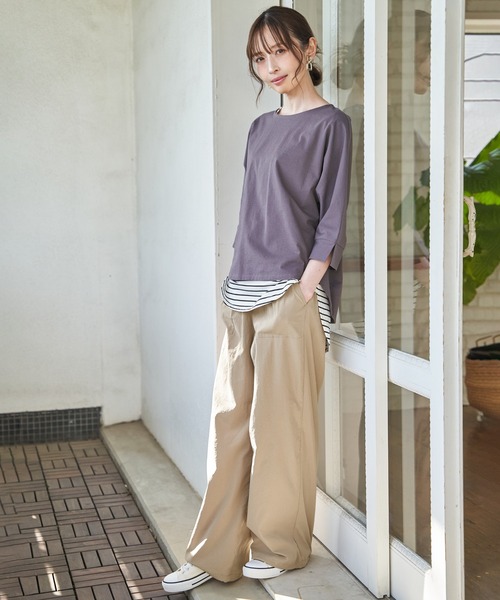 ikka（イッカ） tシャツ 冷感梨地バックスリットプルオーバー