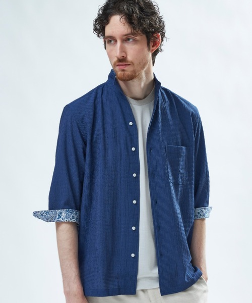 MEN'S BIGI（メンズビギ） シャツ 半袖 ストレッチサッカー七分袖