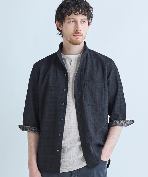 MEN'S BIGI（メンズビギ） シャツ 半袖 ストレッチサッカー七分袖