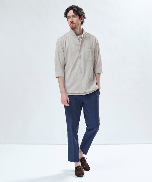 OWNER 半袖ストレッチシャツ L MEN'S BIGI（メンズビギ） シャツ 半袖 ストレッチサッカー七分袖