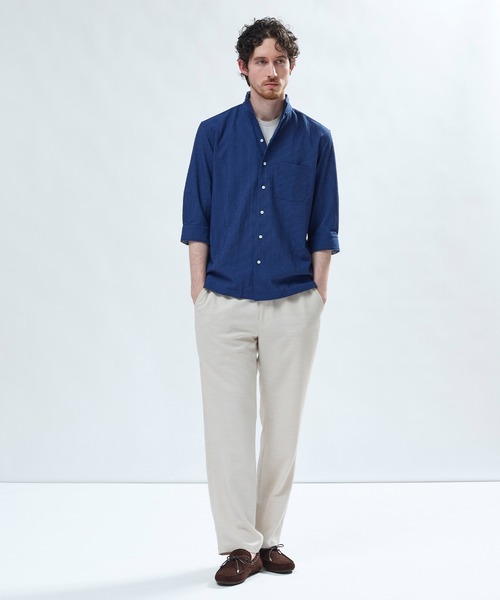 MEN'S BIGI（メンズビギ） シャツ 半袖 ストレッチサッカー七分袖